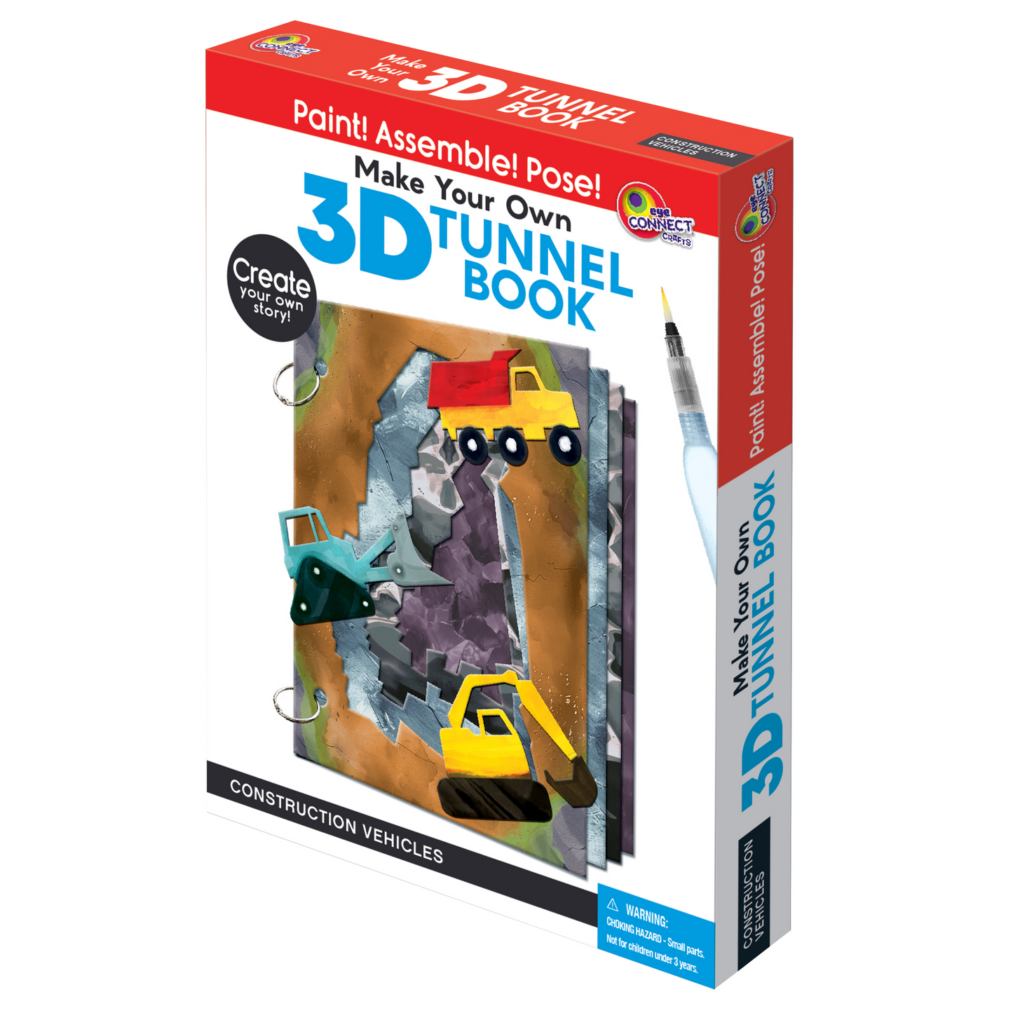 3D TUNNEL BOOK (MEDIUM): Construction Vehicles