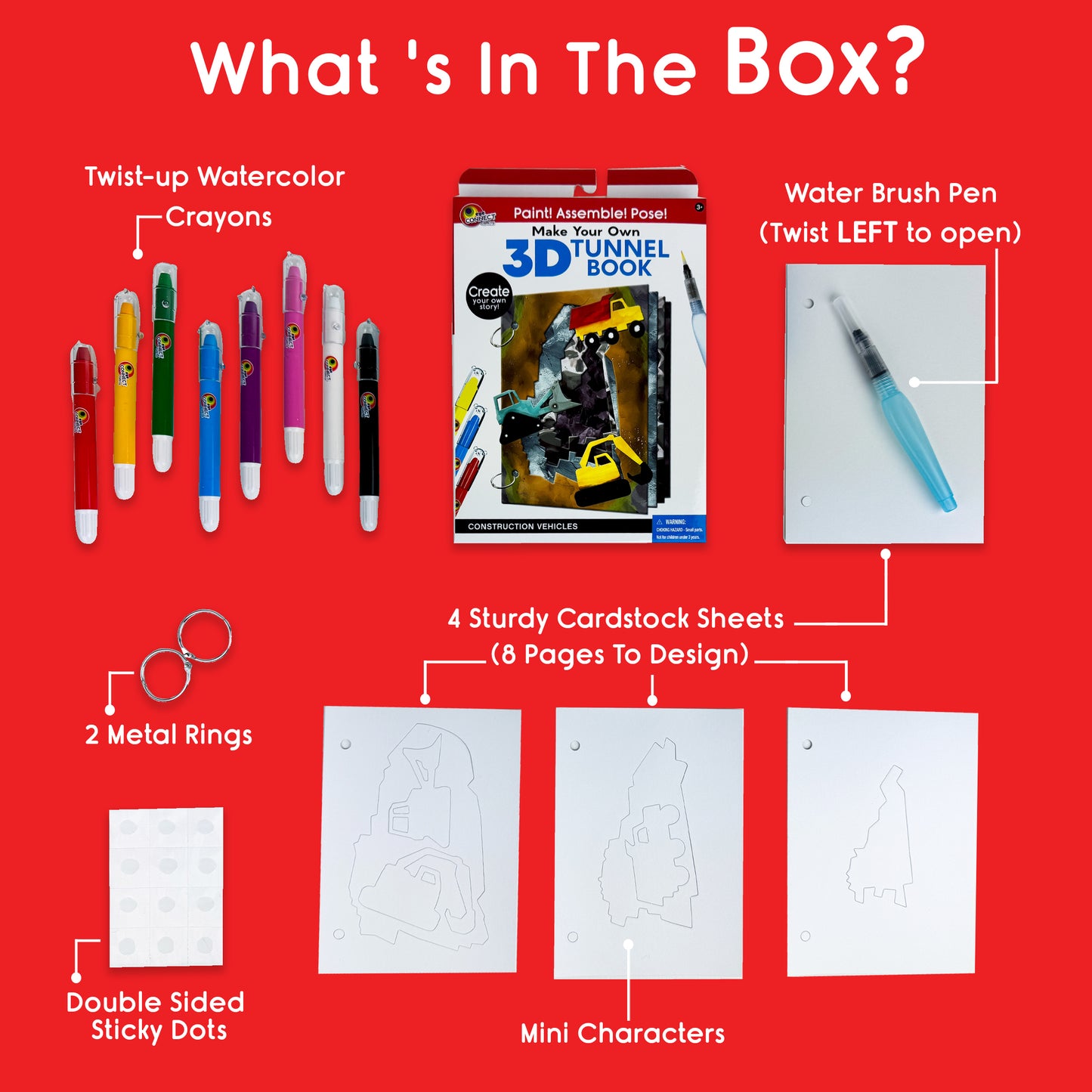 3D TUNNEL BOOK (MEDIUM): Construction Vehicles