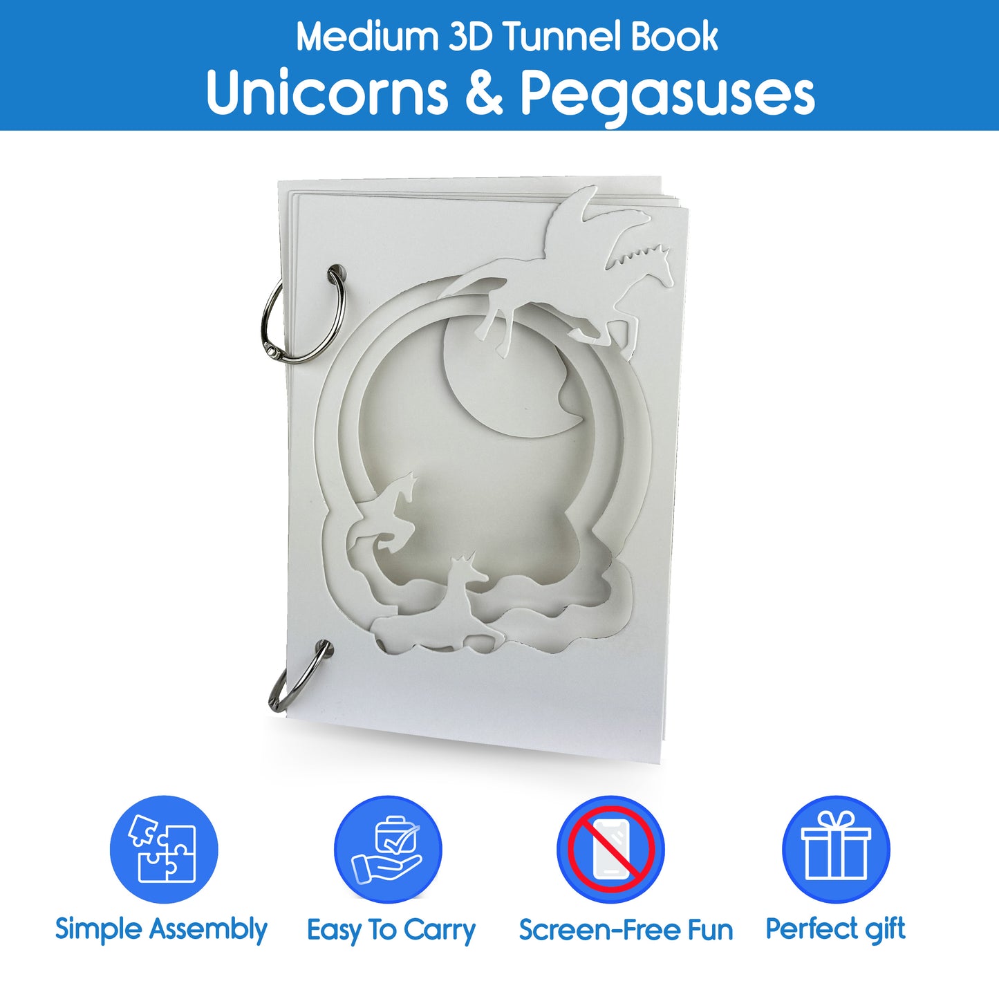 3D TUNNEL BOOK (MEDIUM): Unicorns & Pegasus