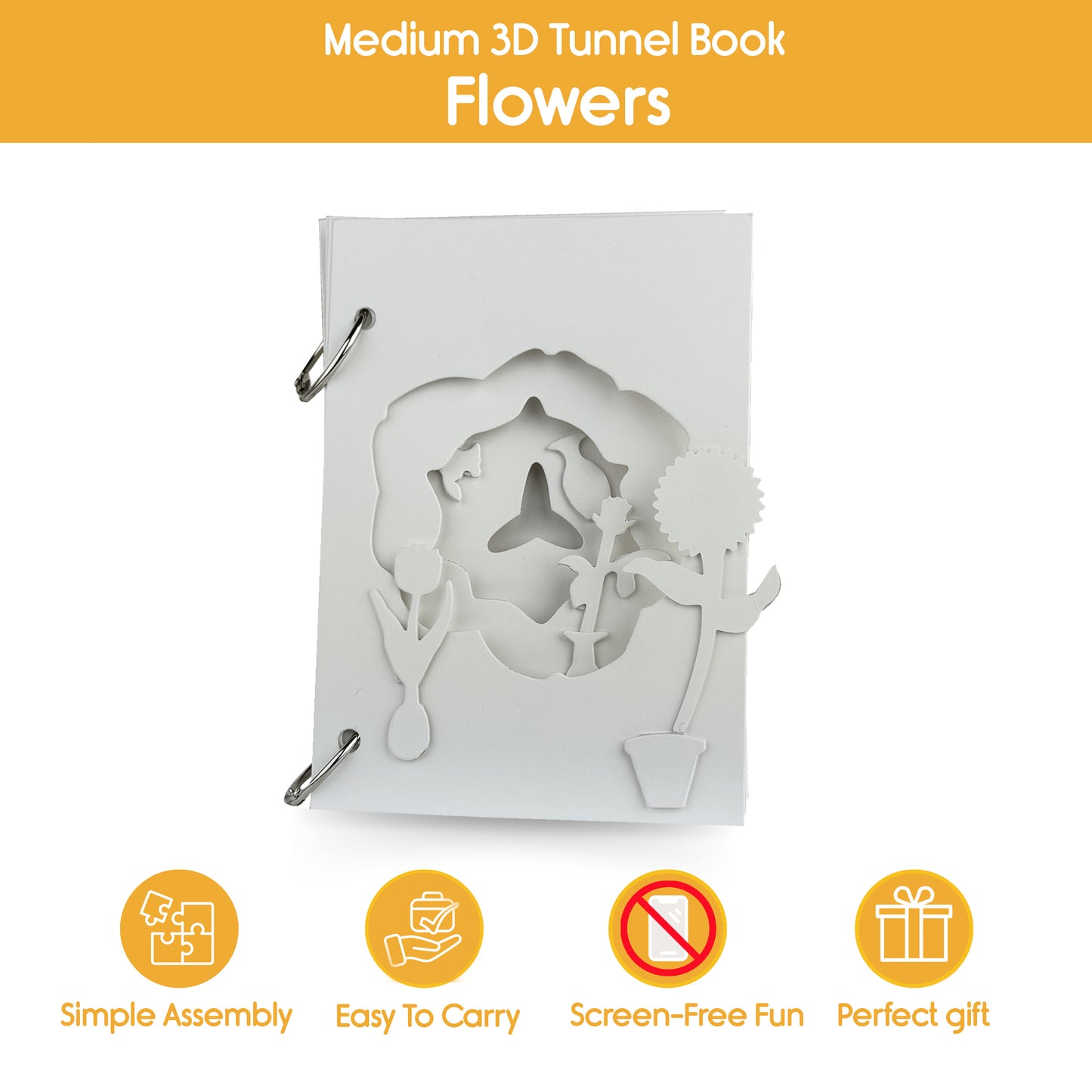 3D TUNNEL BOOK (MEDIUM): Flowers & Pots