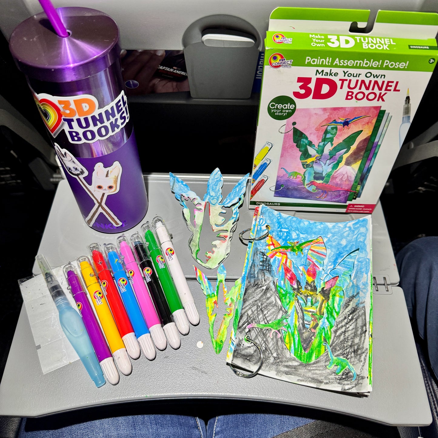 Check it out! The Medim 3D Tunnel Books fut perfectly on an airplane tray!