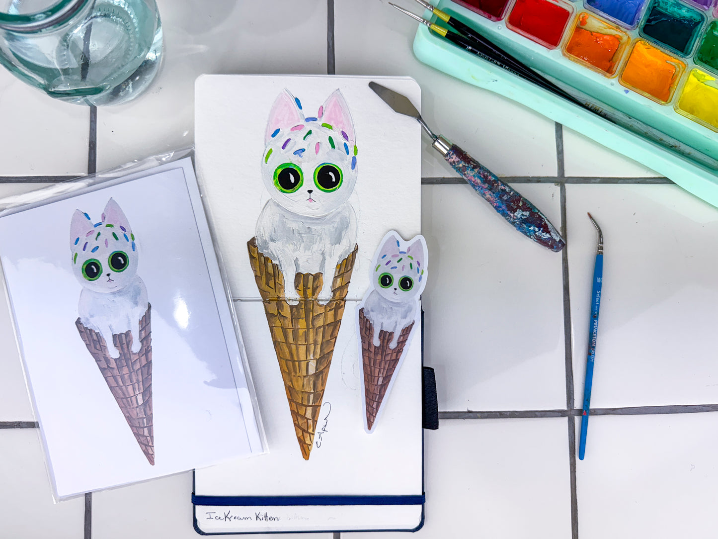 KITTIE SWEETS, STICKER - Ice Cream Kone Kitten
