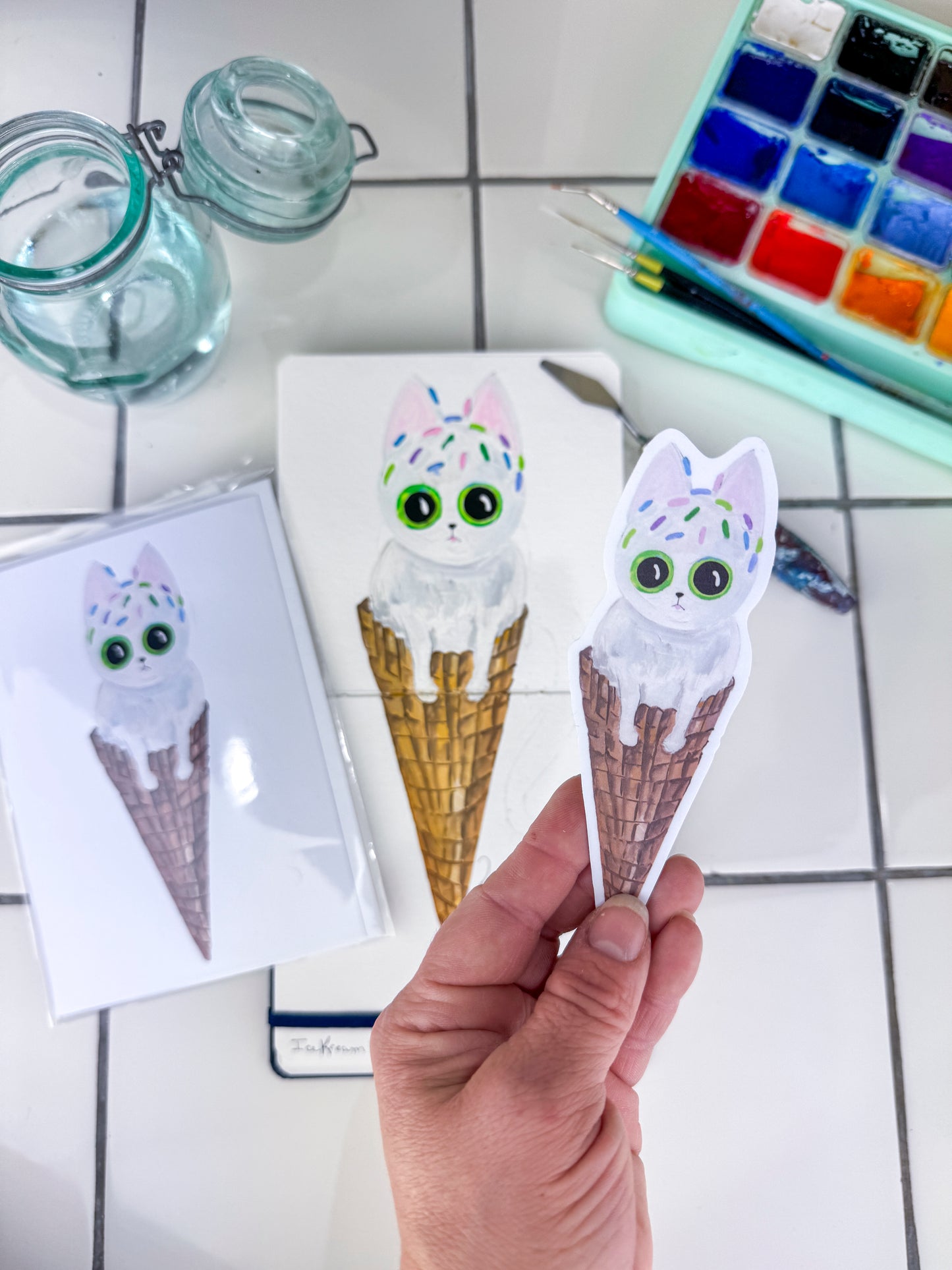 KITTIE SWEETS, STICKER - Ice Cream Kone Kitten