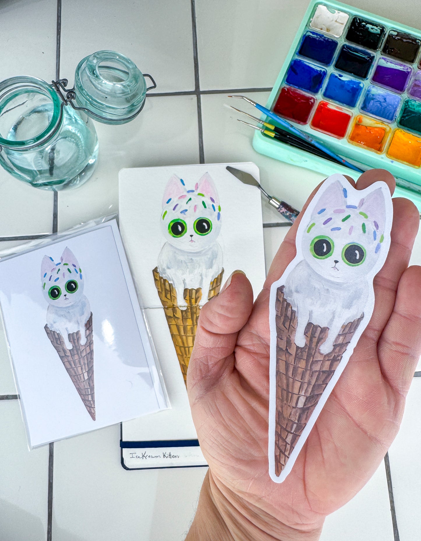 KITTIE SWEETS, STICKER - Ice Cream Kone Kitten