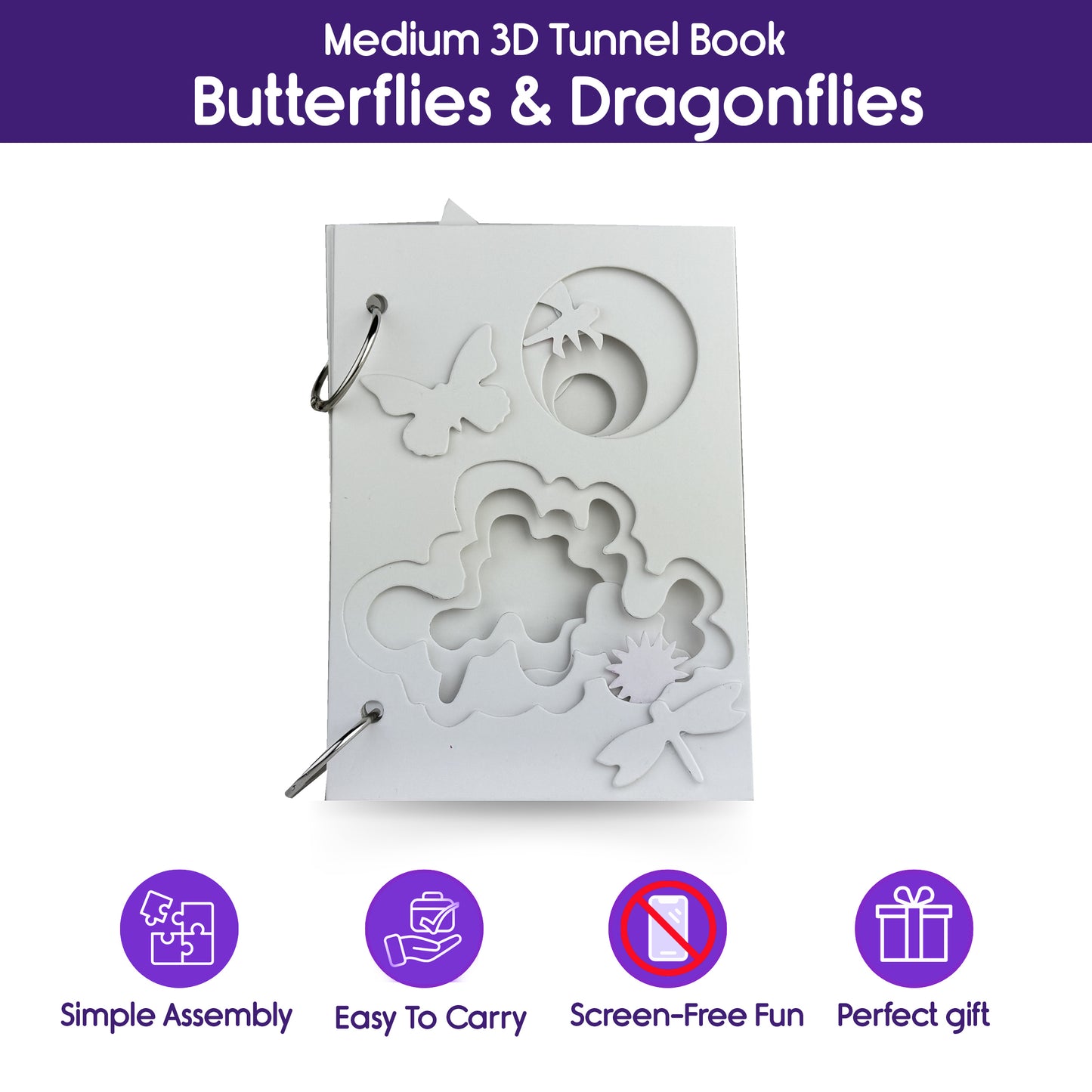 3D TUNNEL BOOK (MEDIUM): Dragonflies and Butterflies