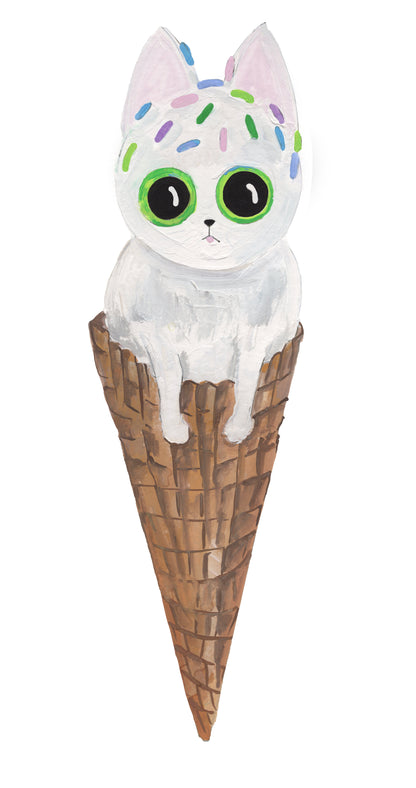 Kittie Sweets IceCream Waffle Cone kitten. Get your adorable double scoop of white kittie cone. 